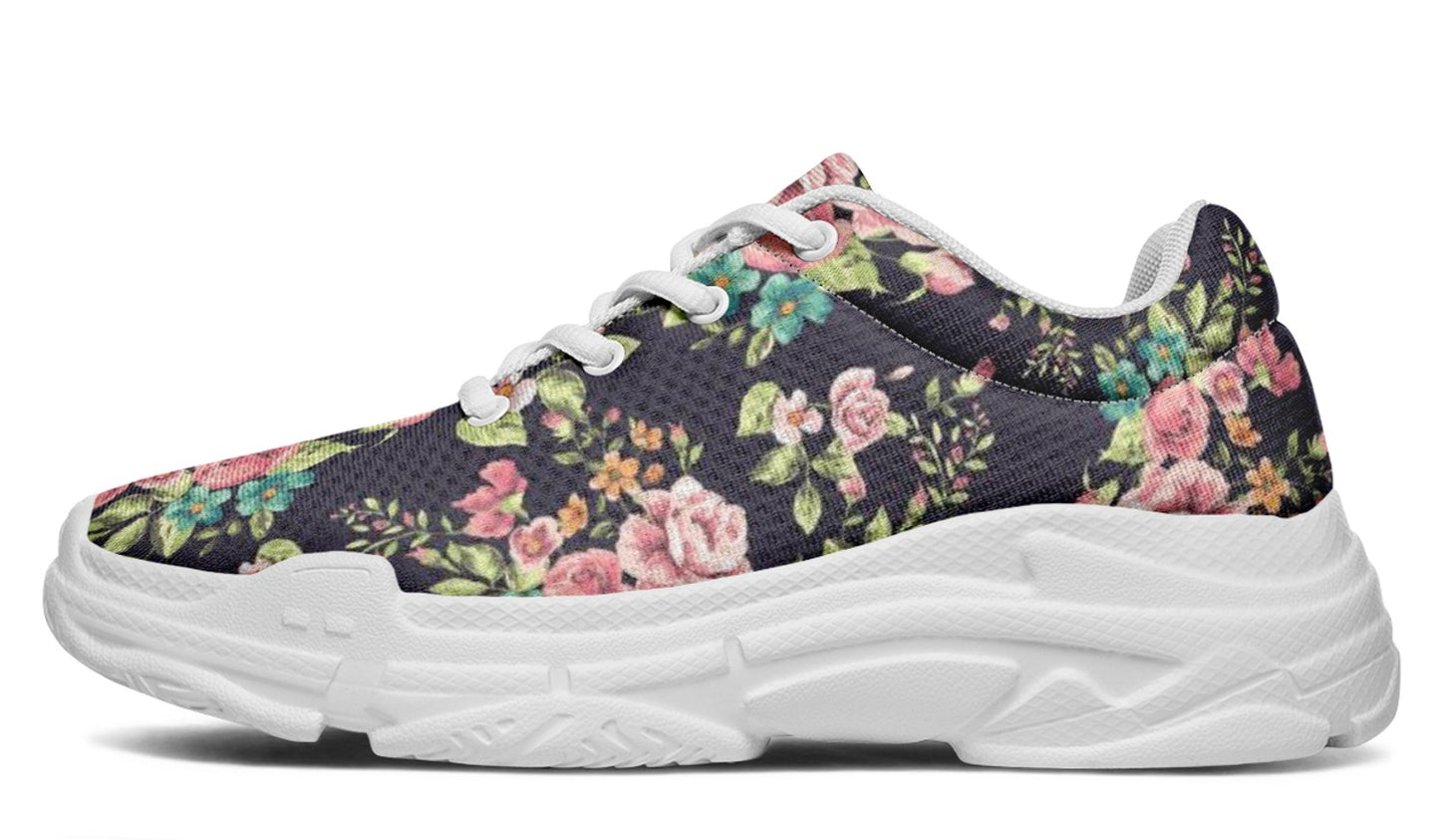 Black Floral Sneakers