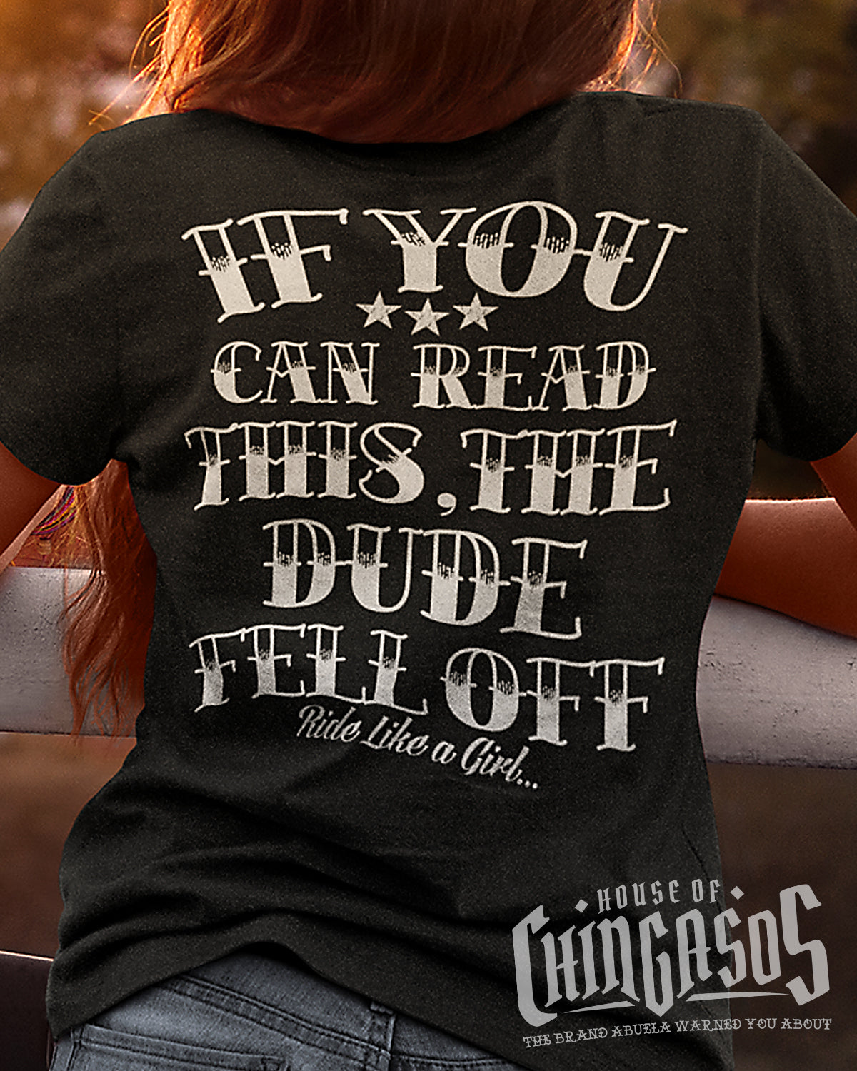 Ride Like A Girl Dude Fell Off Old School Tee