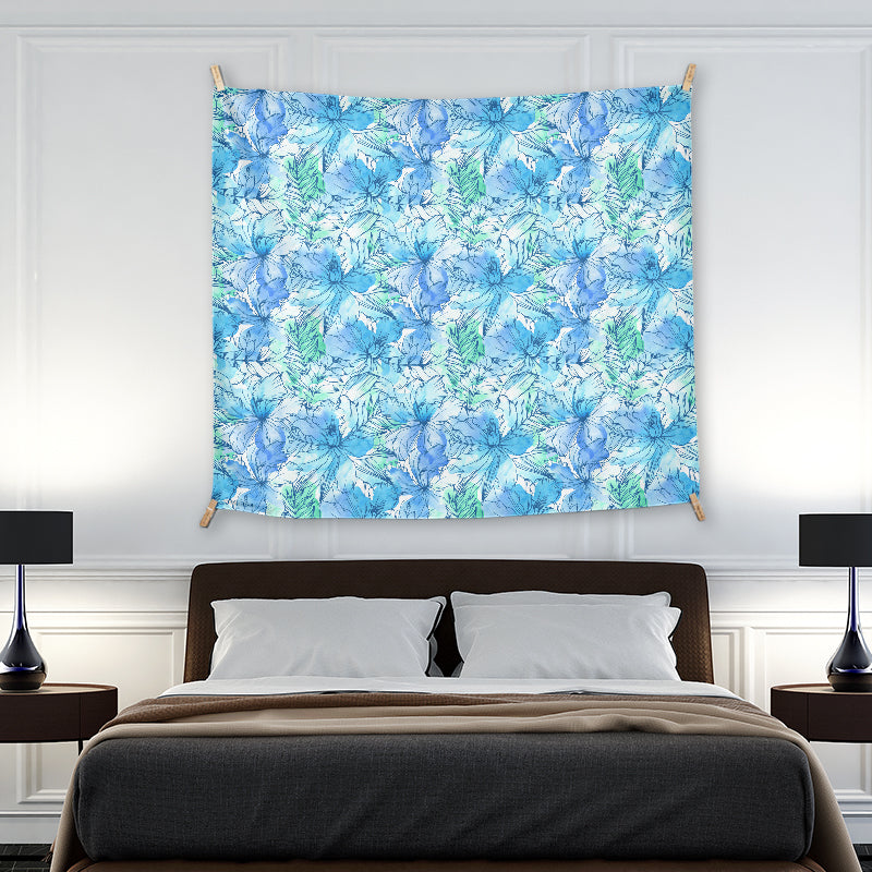 walltapestries Tranquil Blue Petals Blue Floral Wall Art