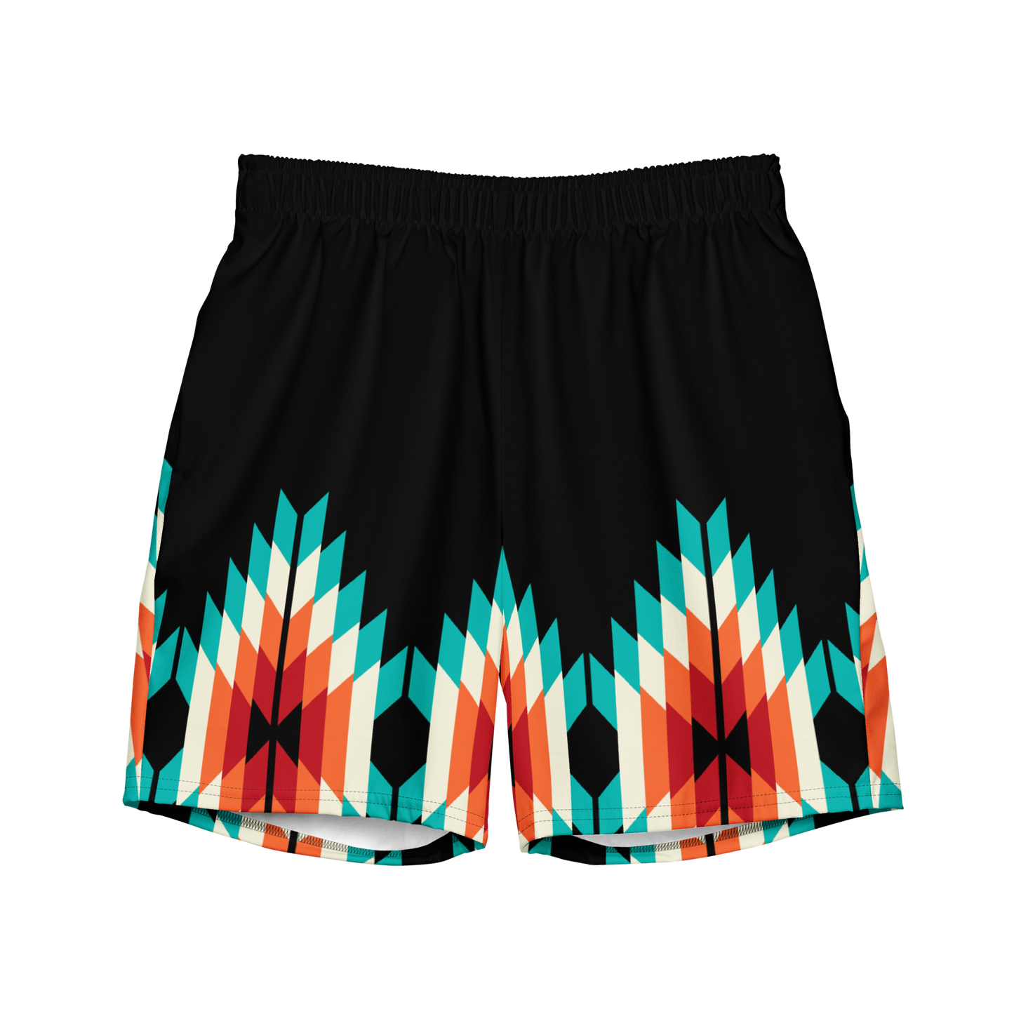 Teal and Orange Summer Azteca Print Men Swim-trunks