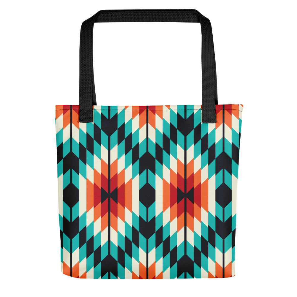 Teal and Orange Summer Azteca Print Tote Bag