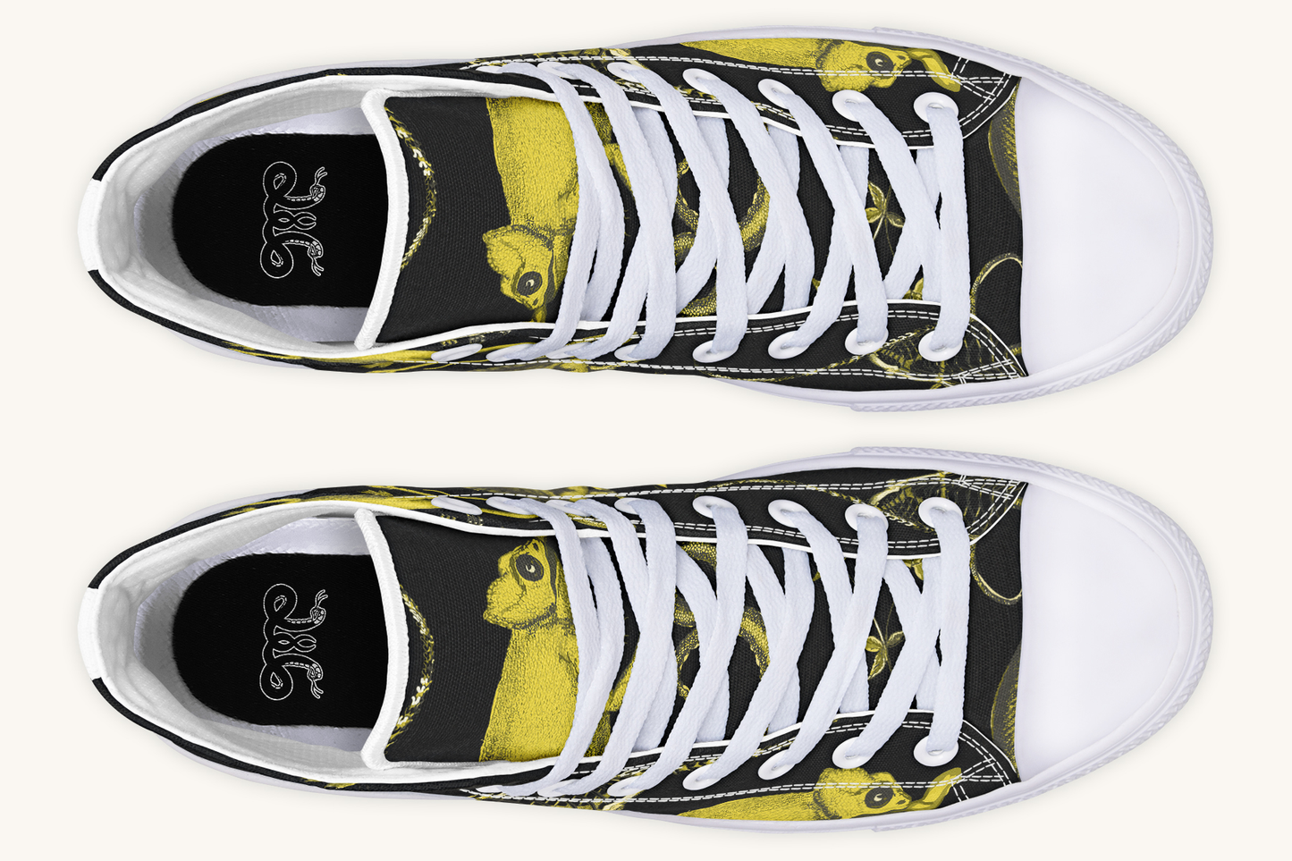 Reptilian in Bloom Black Yellow Hightops - Jaded Lament