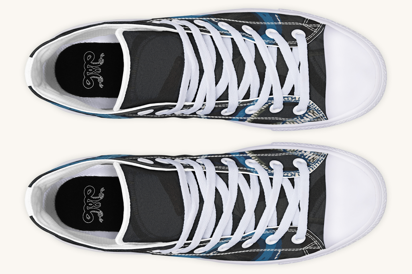 Blue Snake Black Hightops - Jaded Lament