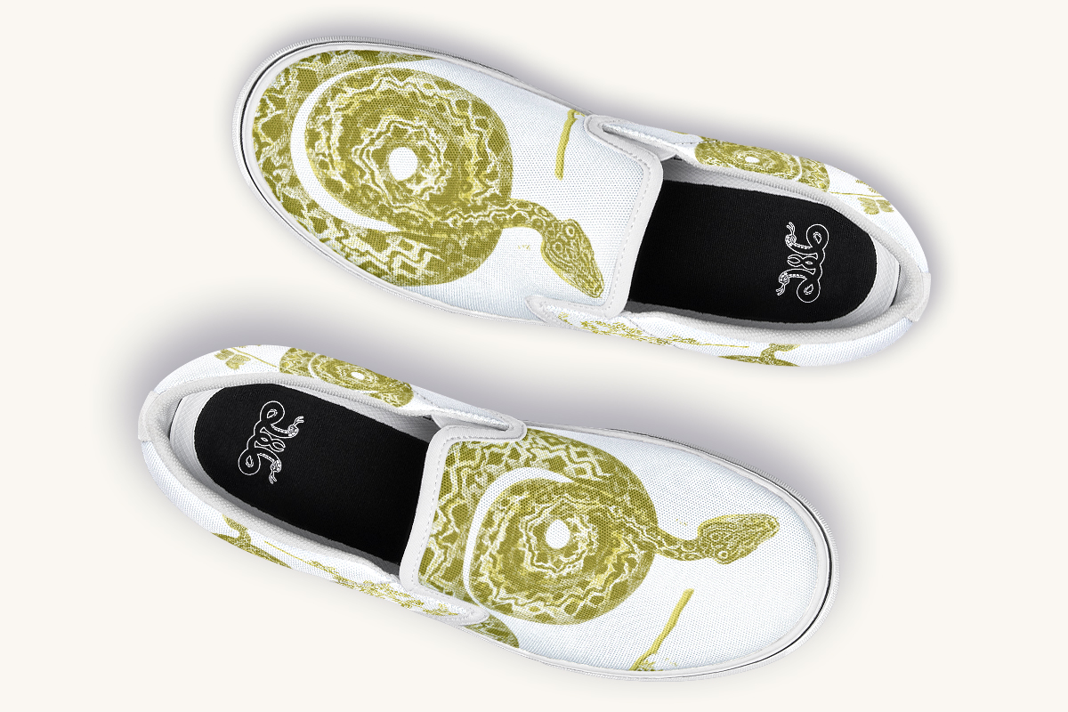 Serpentin Bloom Gold White Slip On Shoes - Jaded Lament