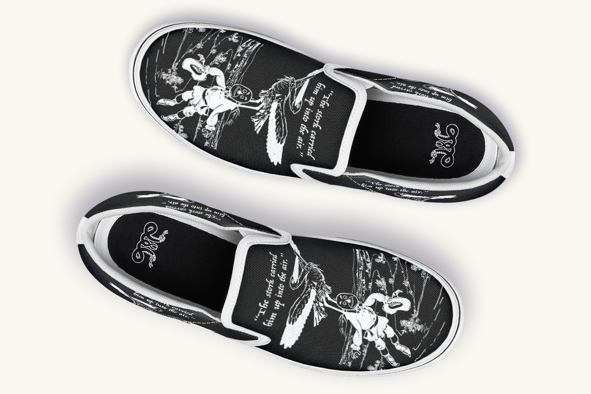 Wizard of Oz Stork And Scarecrow Slip On Shoes - Jaded Lament