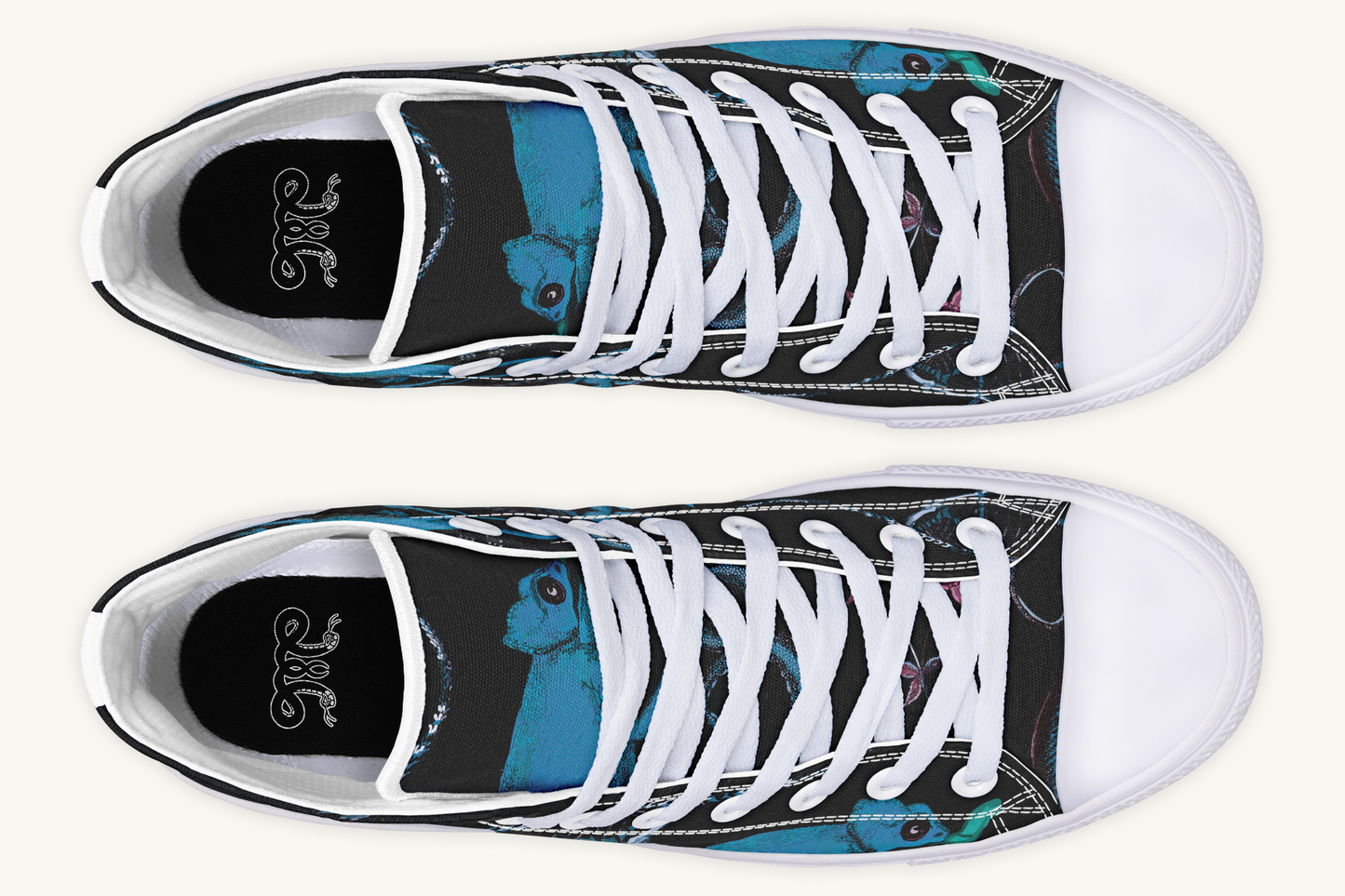 Reptilianin Bloom Black Blue Hightops - Jaded Lament
