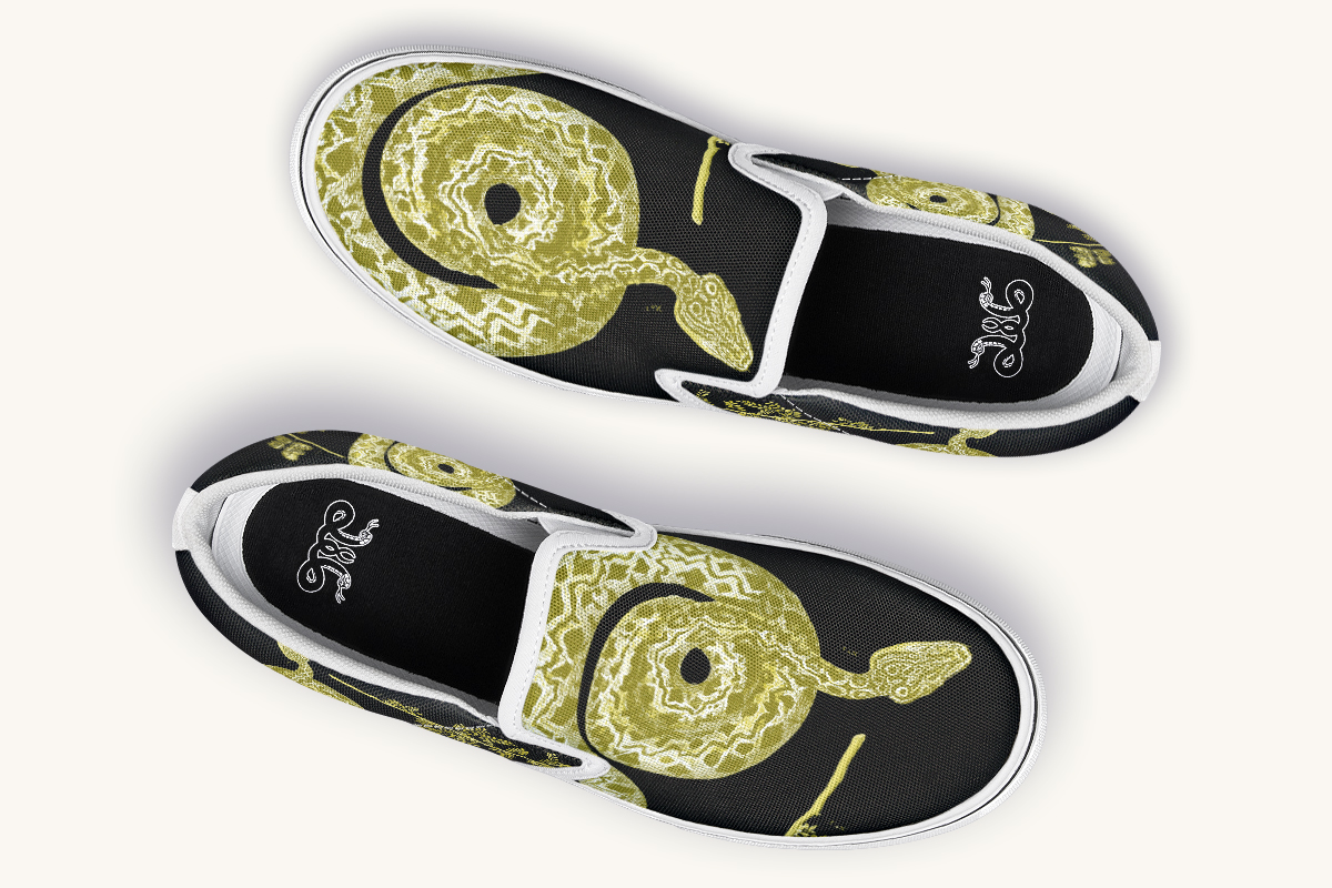 Serpentin Bloom Gold Slip On Shoes - Jaded Lament