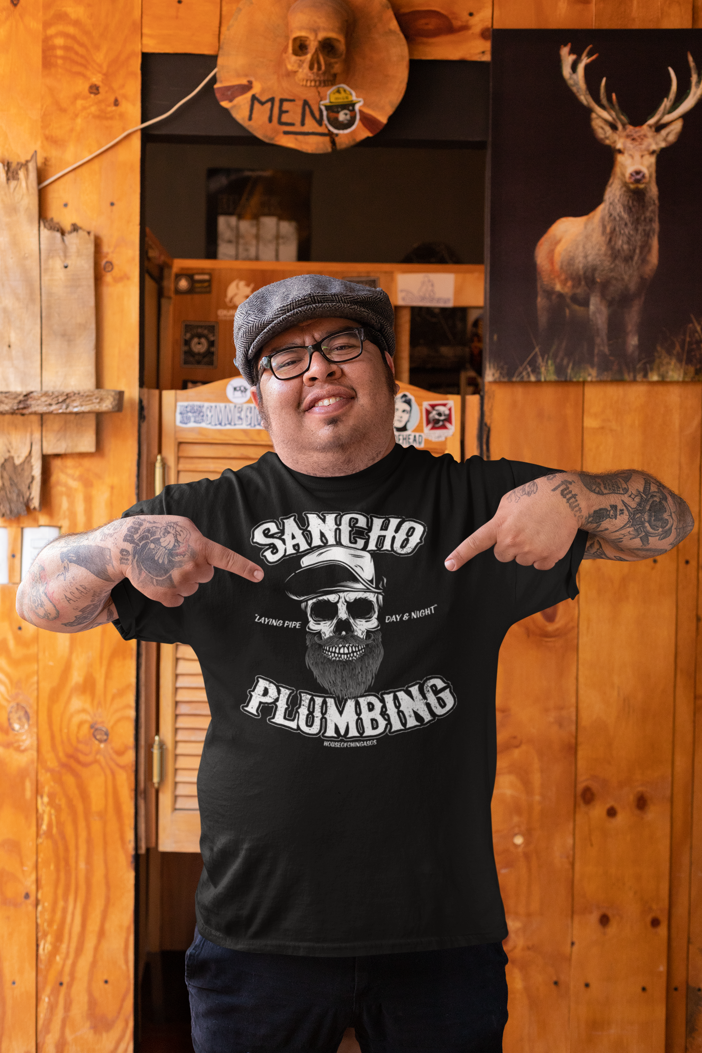 Sancho Plumbing Co. Vintage Greaser T-Shirt / Front & Back Print