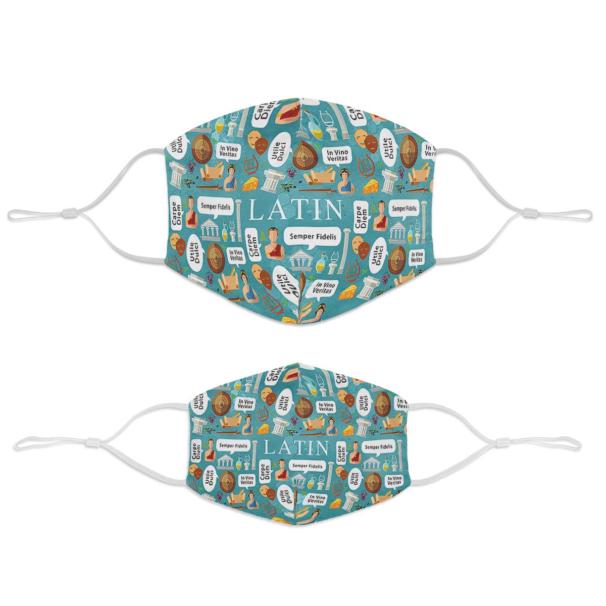 Latin Phrases Face Cover