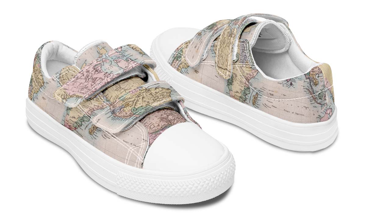 Vintage Geography Globe Kids Lowtops