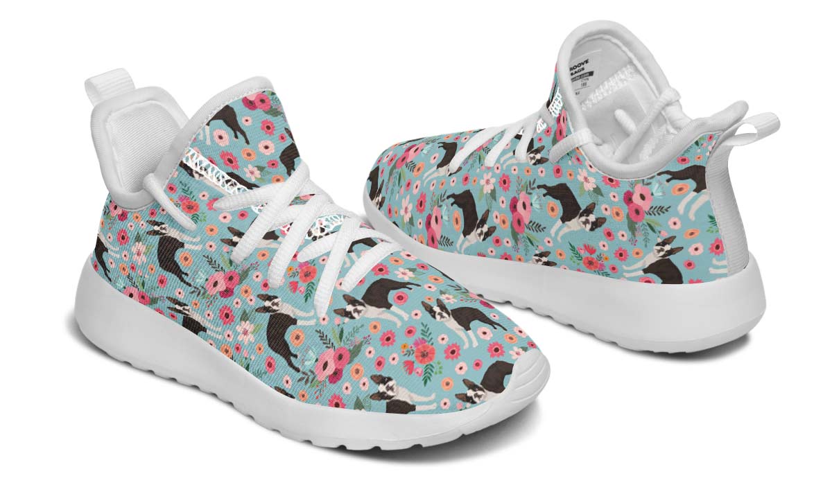 Boston Terrier Flower Kids Sneakers
