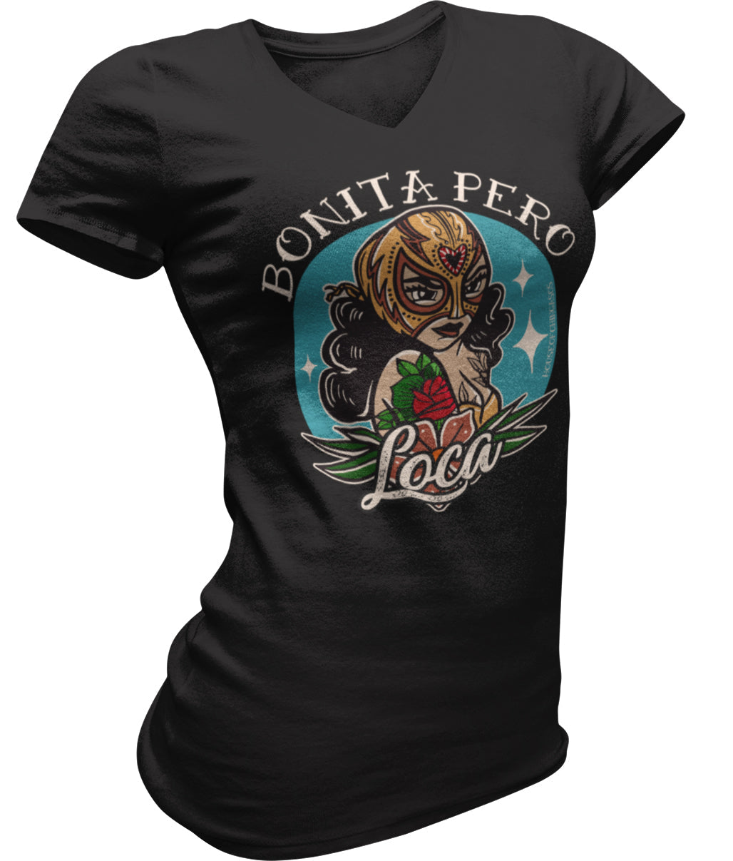 Premium Unisex Bonita Pero Loca Old School V-Neck