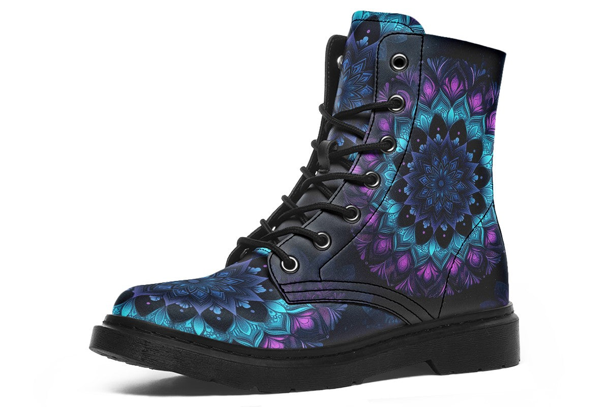 Neon Blue And Purple Mandala tags