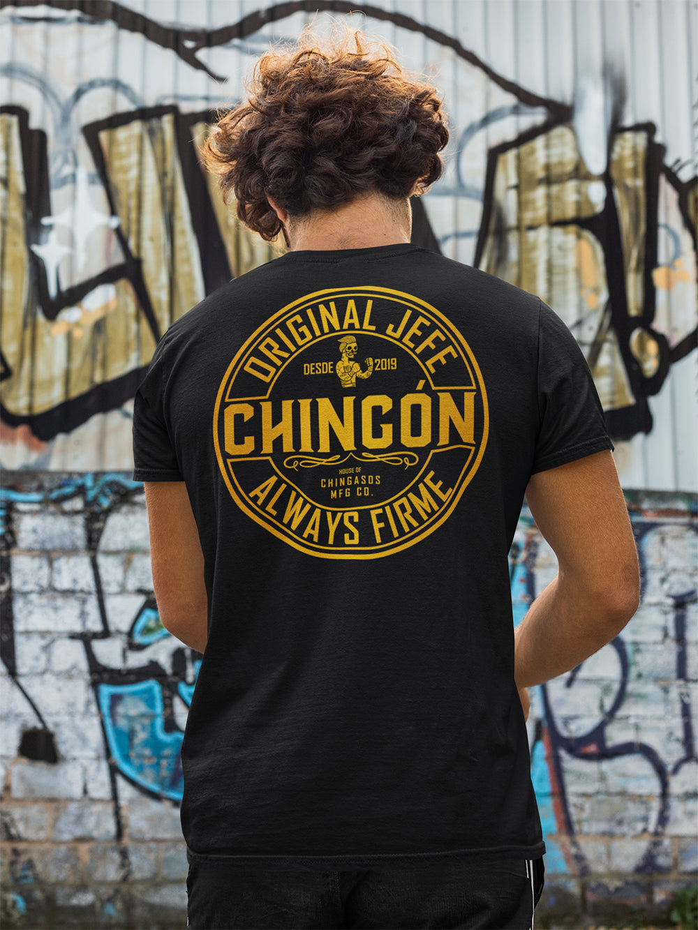Deluxe Chingon Jefe Black & Gold  Cantina T-Shirt ( Front & Back Print )