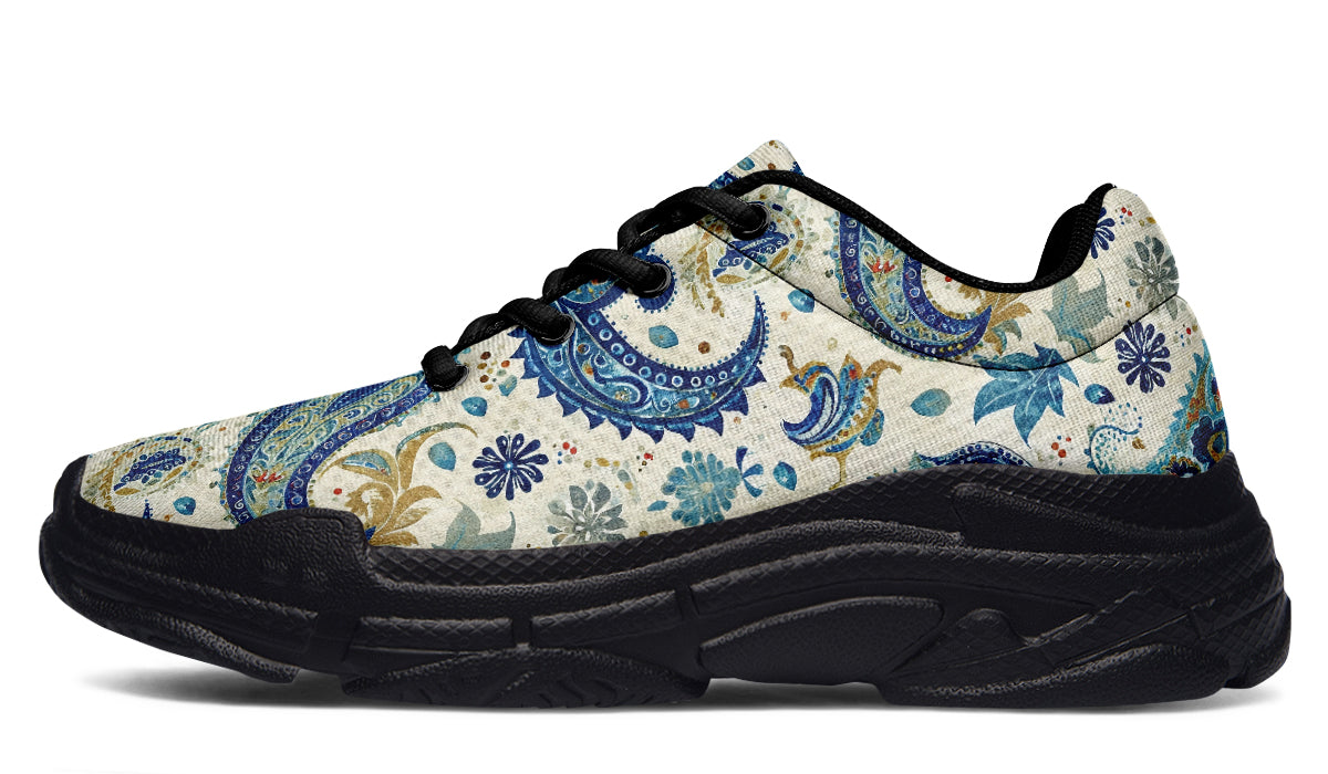 Blue And Gold Paisley - Chunky Sneakers