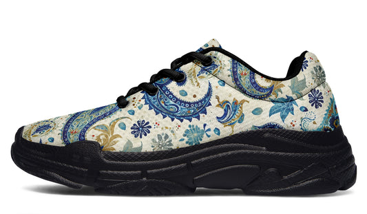 Blue And Gold Paisley - Chunky Sneakers
