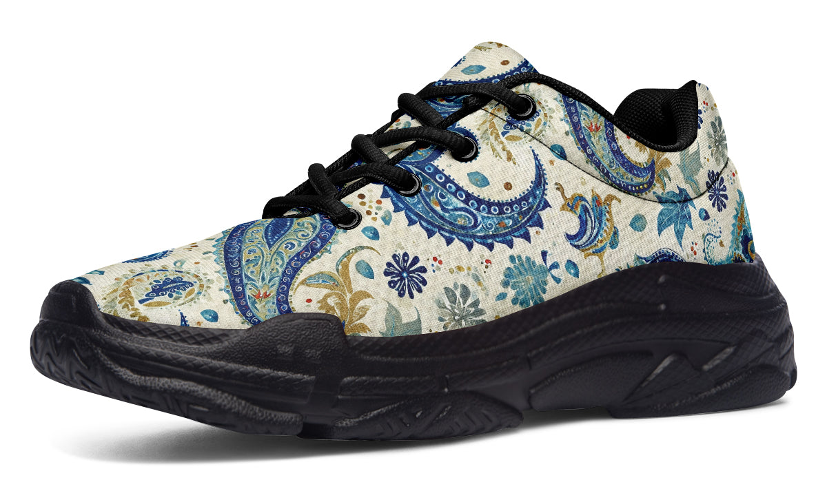 Blue And Gold Paisley - Chunky Sneakers