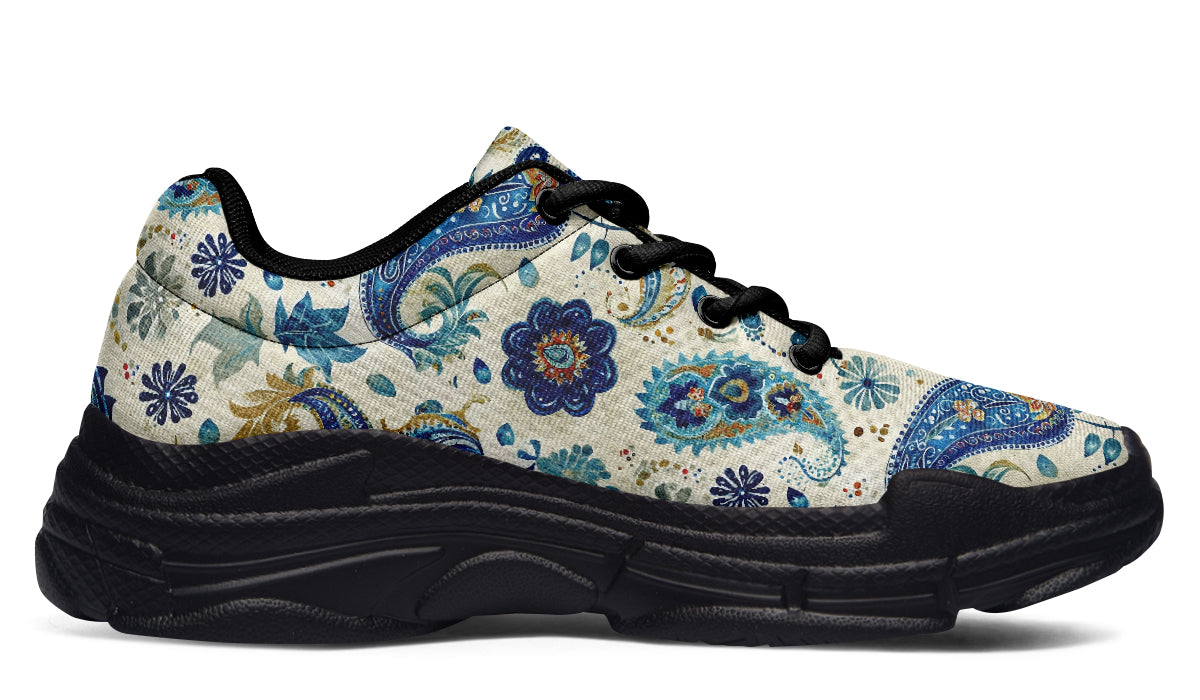 Blue And Gold Paisley - Chunky Sneakers