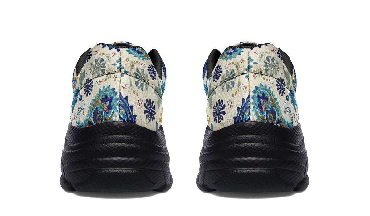 Blue And Gold Paisley - Chunky Sneakers
