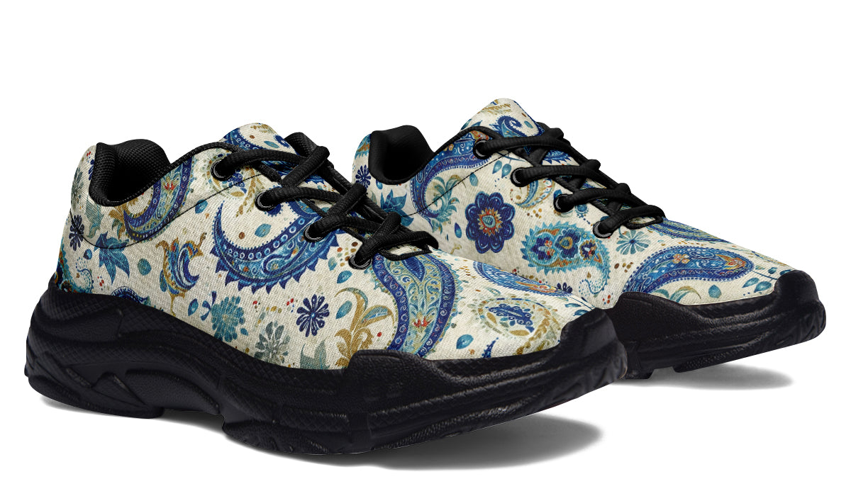 Blue And Gold Paisley - Chunky Sneakers