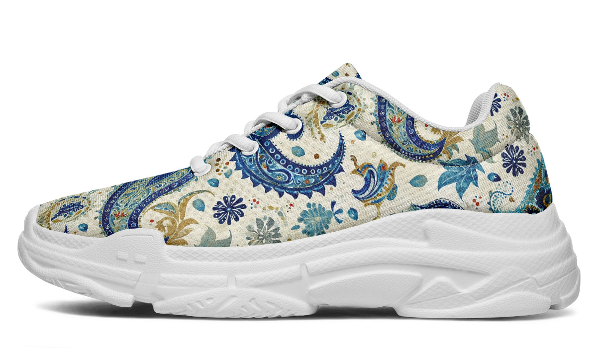 Blue And Gold Paisley - Chunky Sneakers