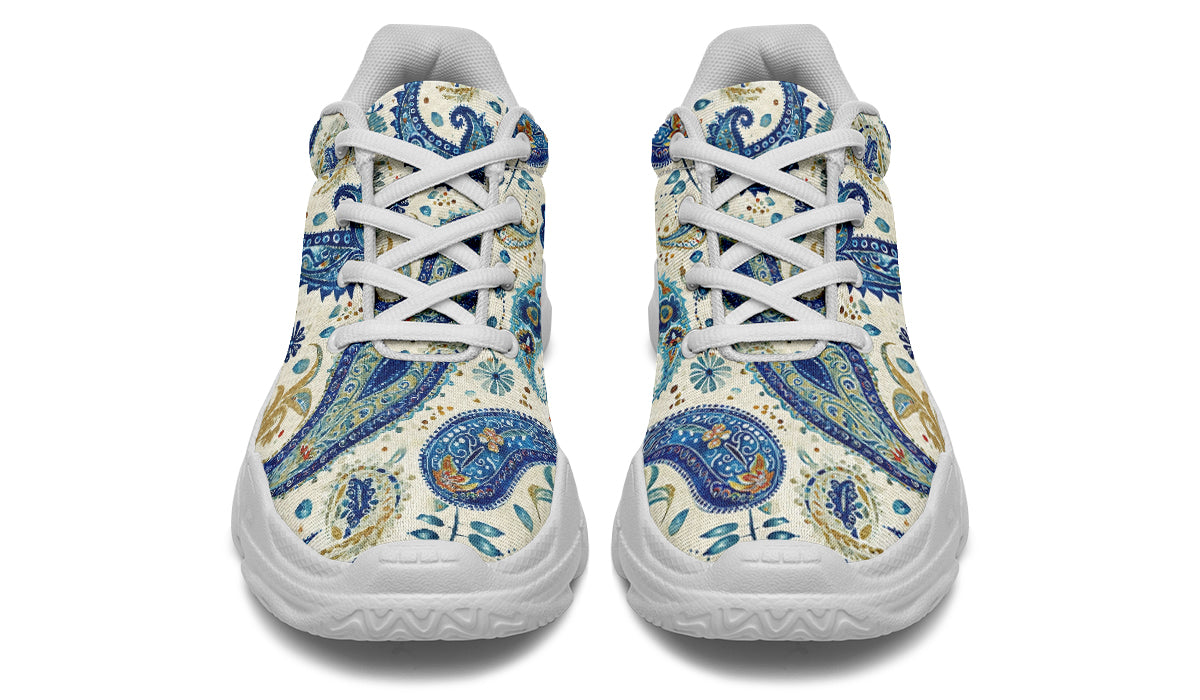 Blue And Gold Paisley - Chunky Sneakers