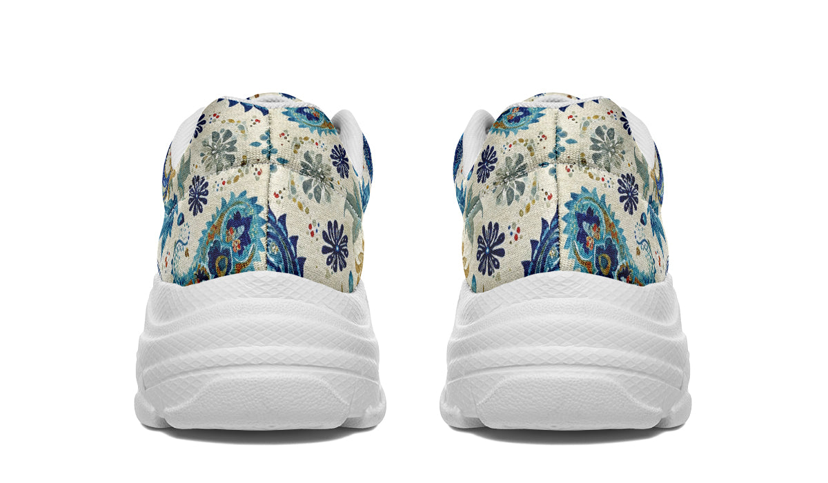 Blue And Gold Paisley - Chunky Sneakers