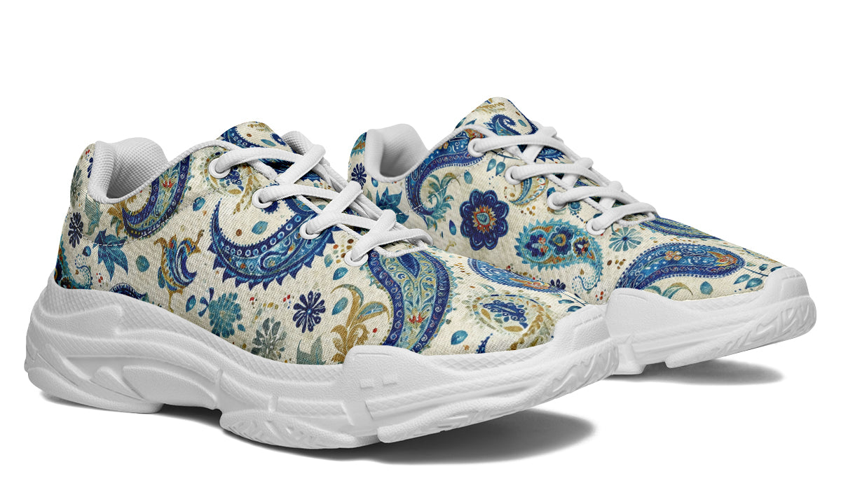 Blue And Gold Paisley - Chunky Sneakers