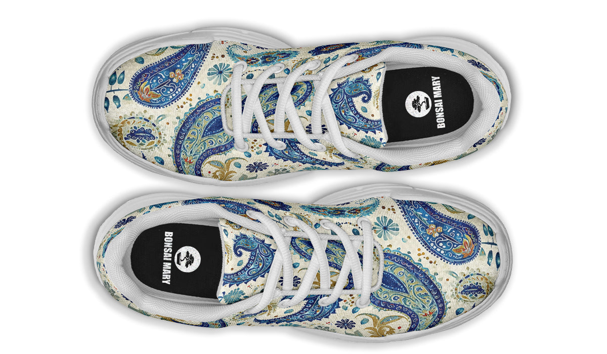 Blue And Gold Paisley - Chunky Sneakers