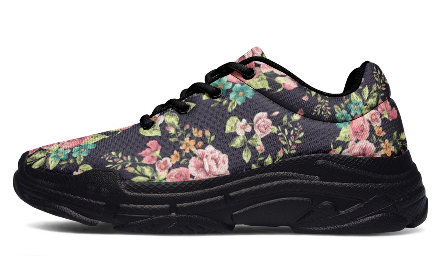 Black Floral Sneakers