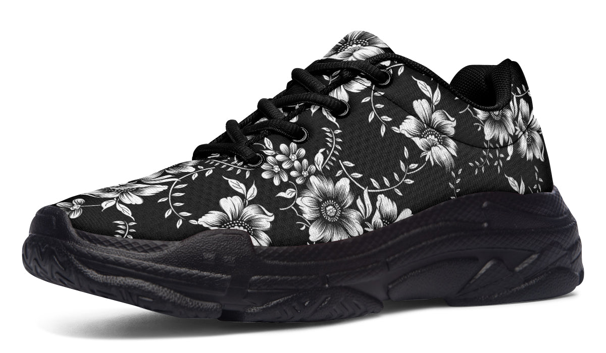 Midnight Blossom Sneakers Black Floral Sneakers