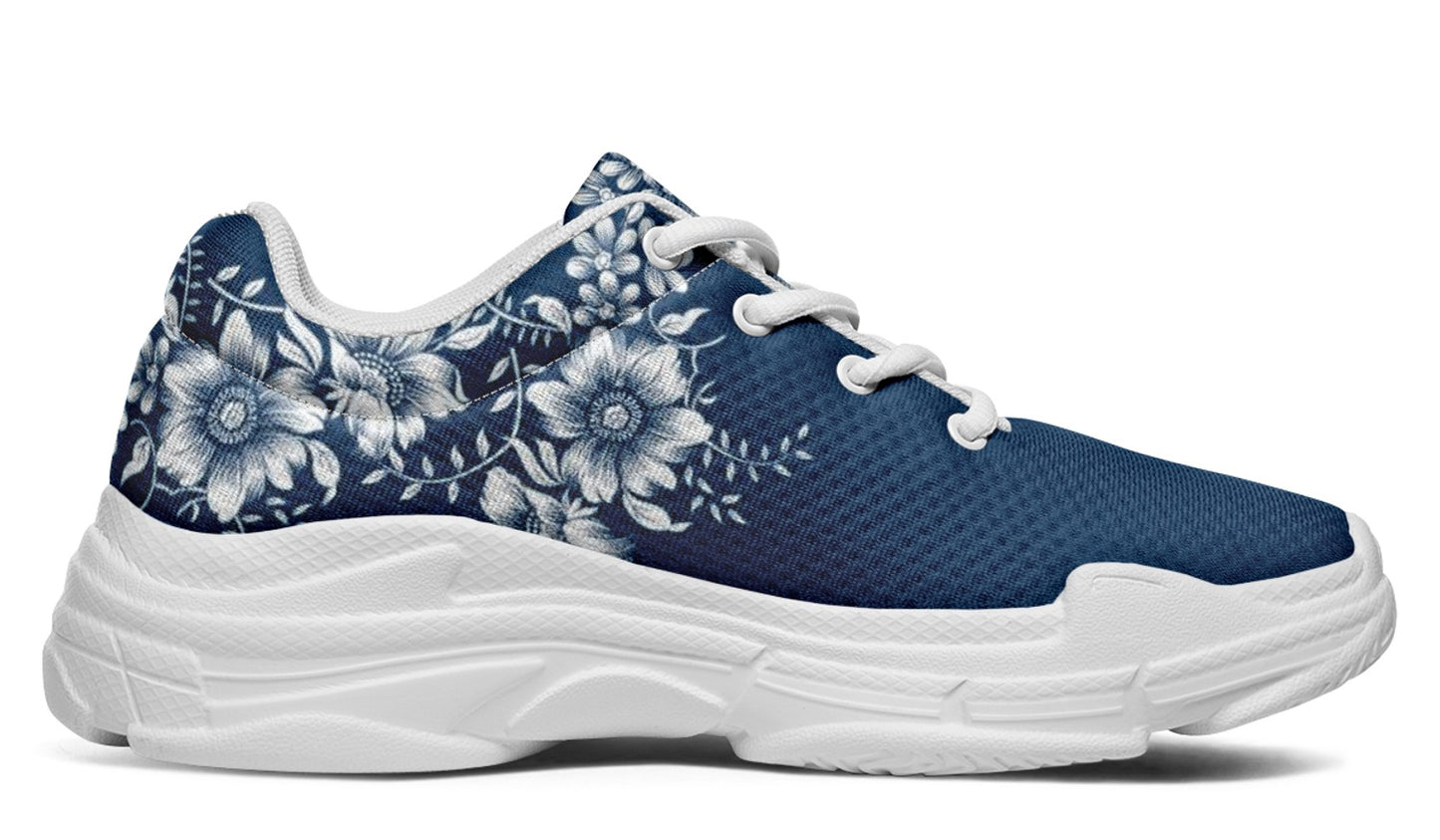 Navy Floral Sneakers
