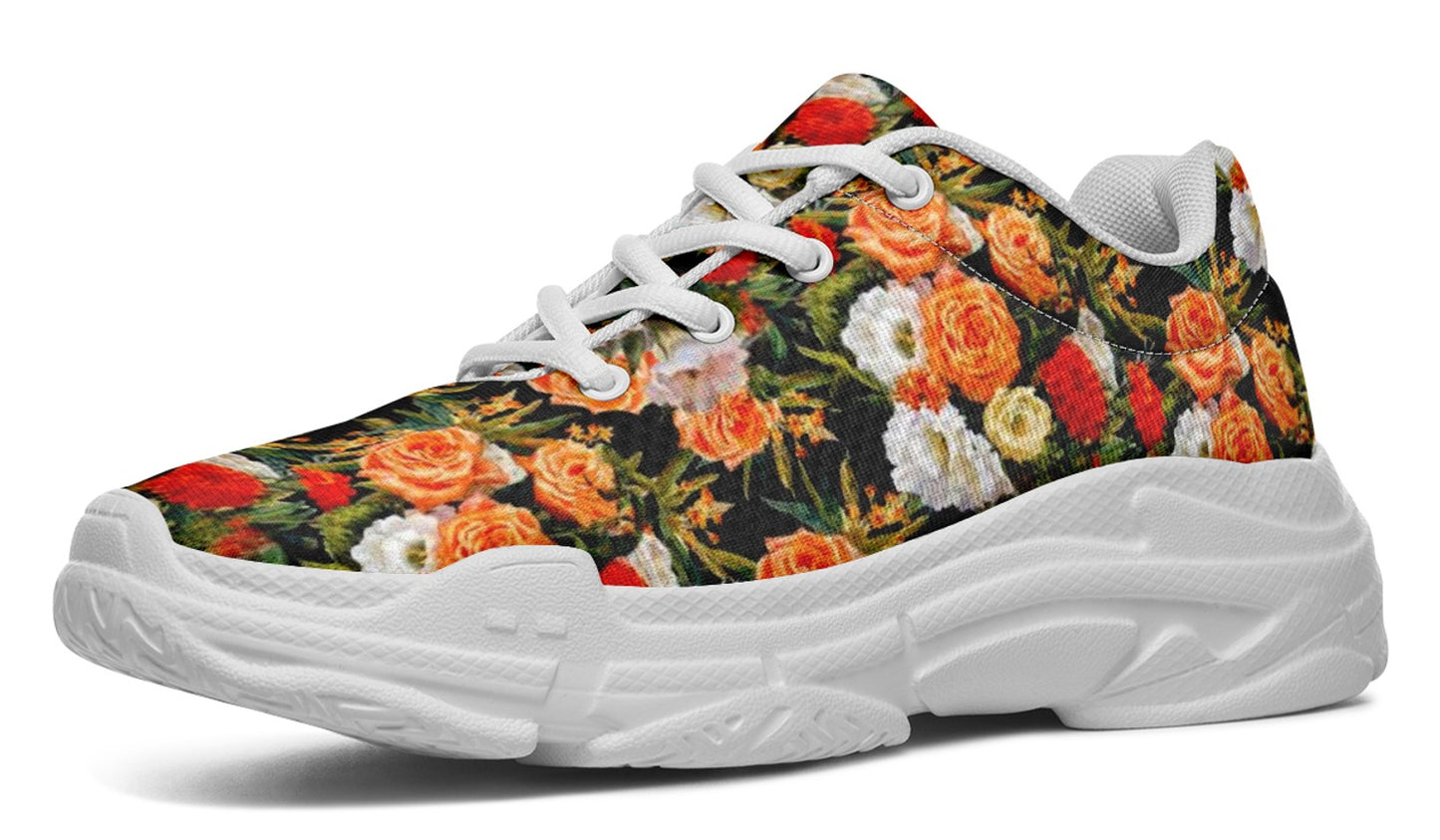 Orange Floral Sneakers