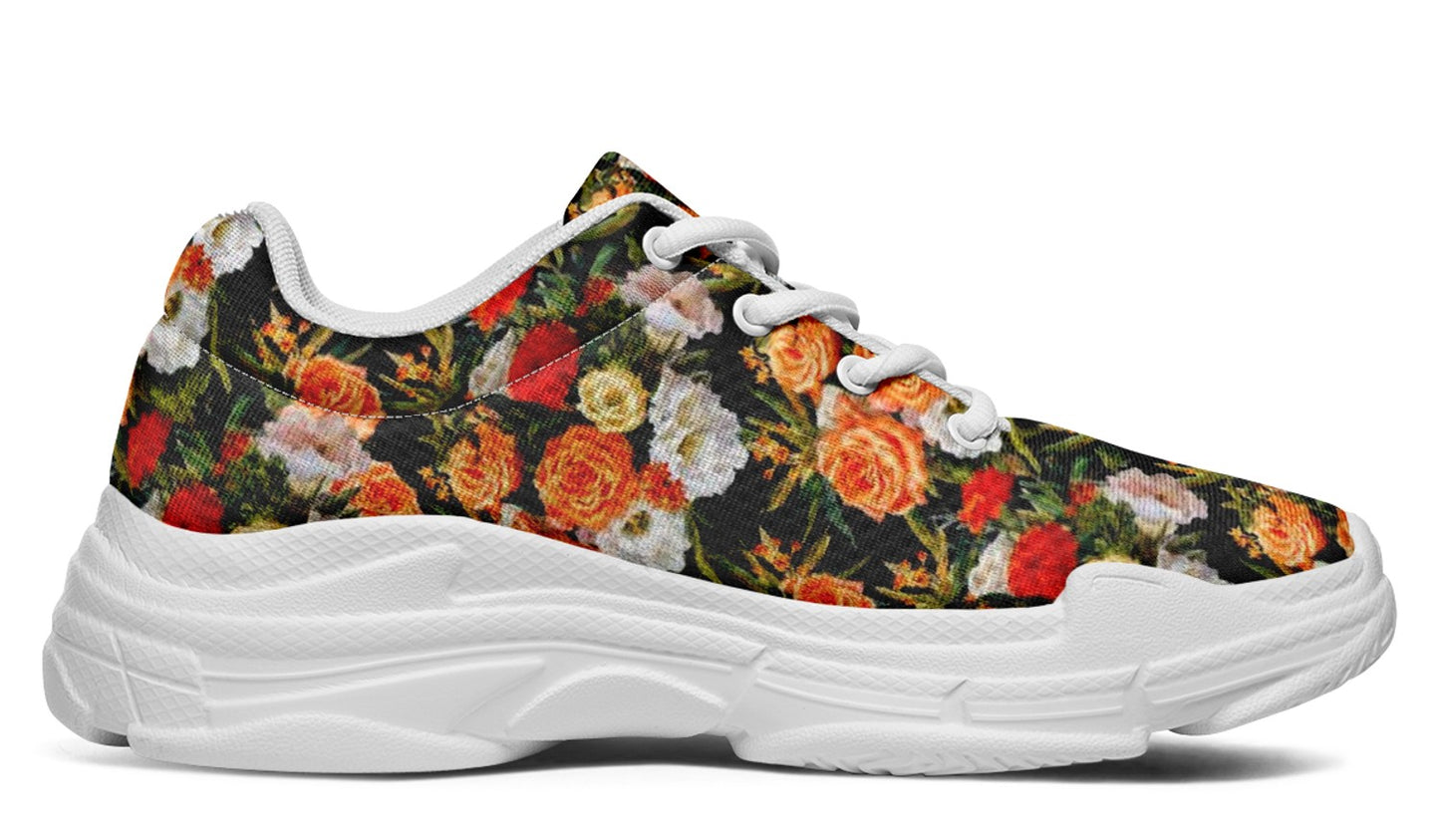Orange Floral Sneakers