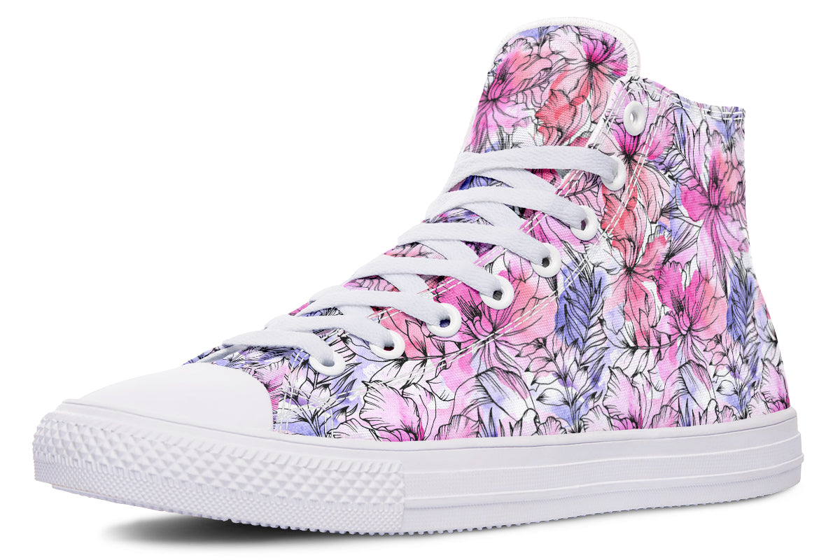 Blush Blossom Pink High Top Sneakers