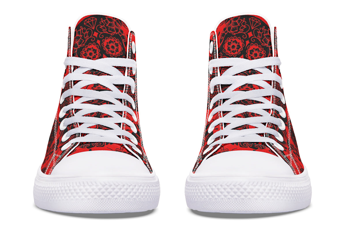 Calavera Red High Tops ( Black or White Sole )