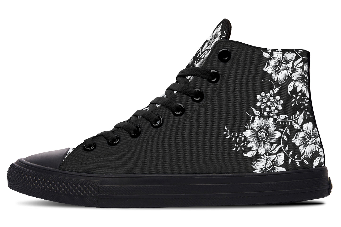 Midnight Blossom Black High Top Sneakers