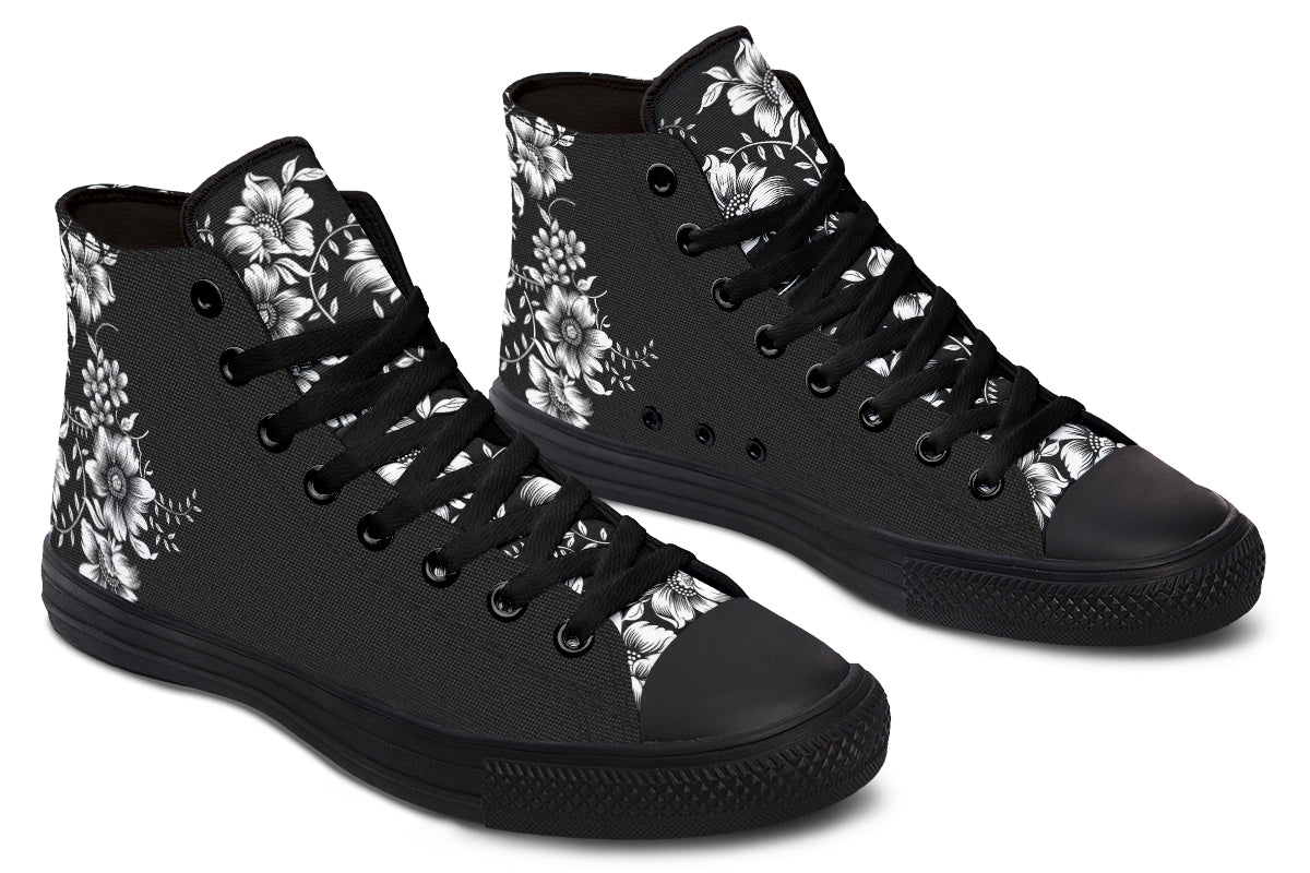 Midnight Blossom Black High Top Sneakers