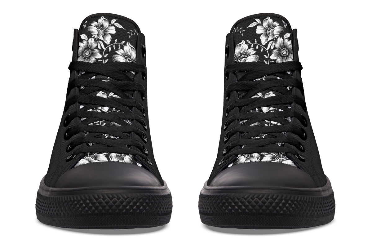 Midnight Blossom Black High Top Sneakers