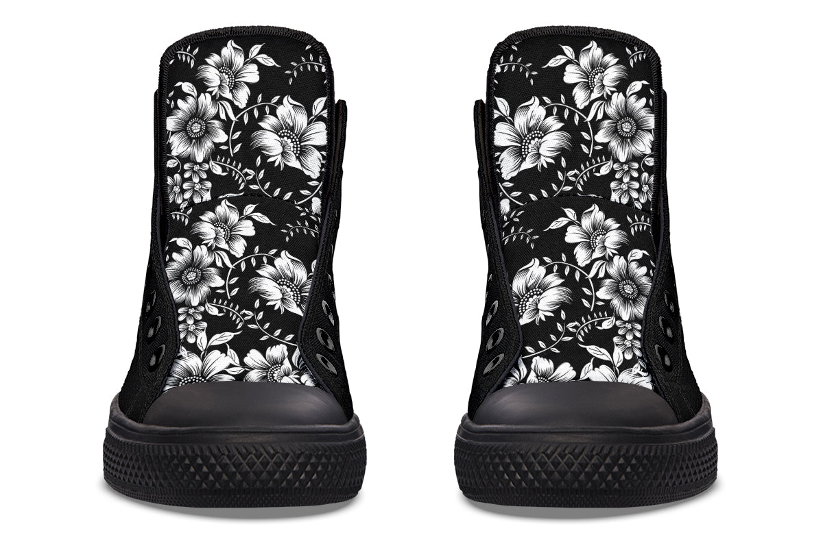 Midnight Blossom Black High Top Sneakers