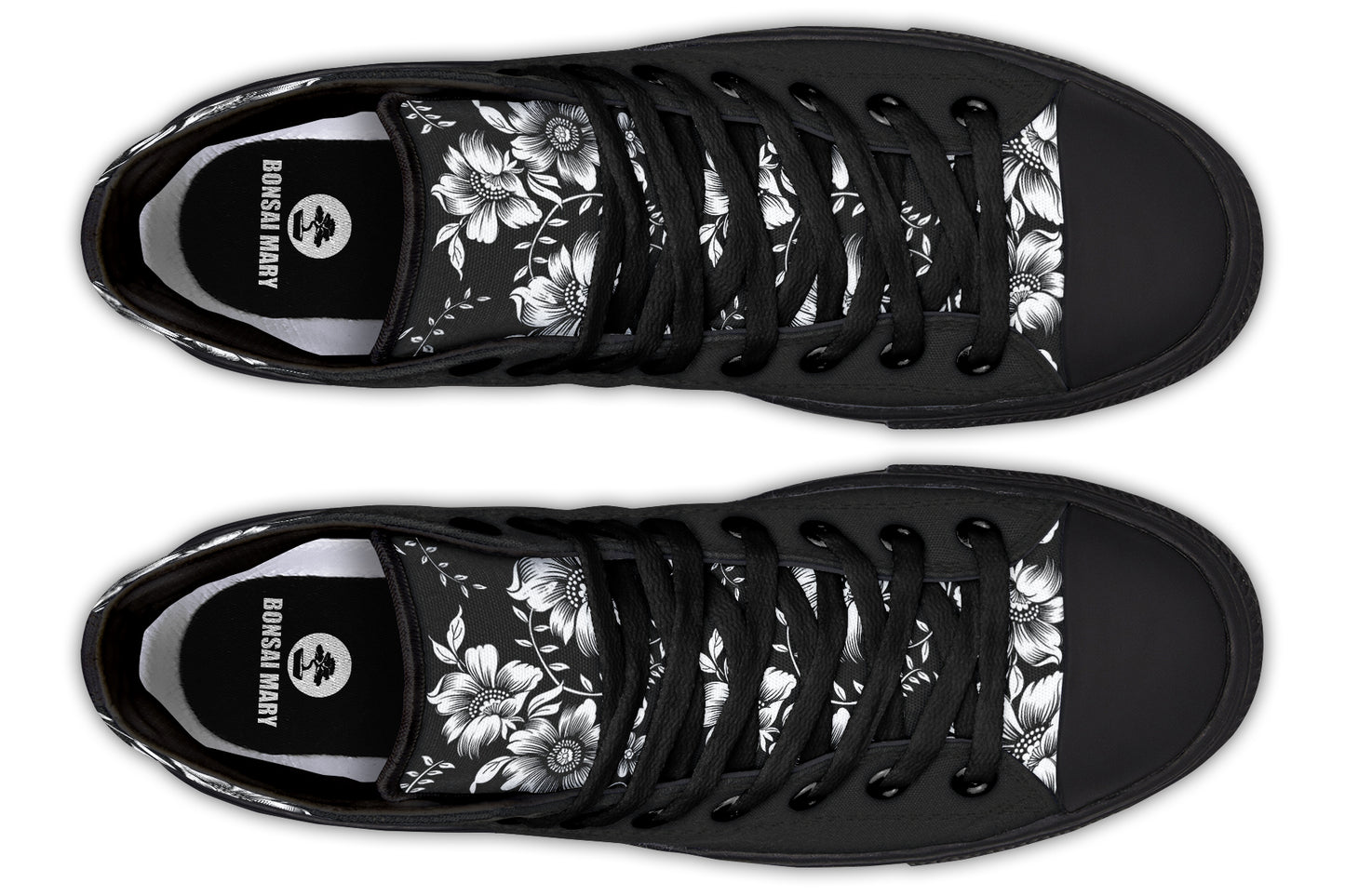 Midnight Blossom Black High Top Sneakers
