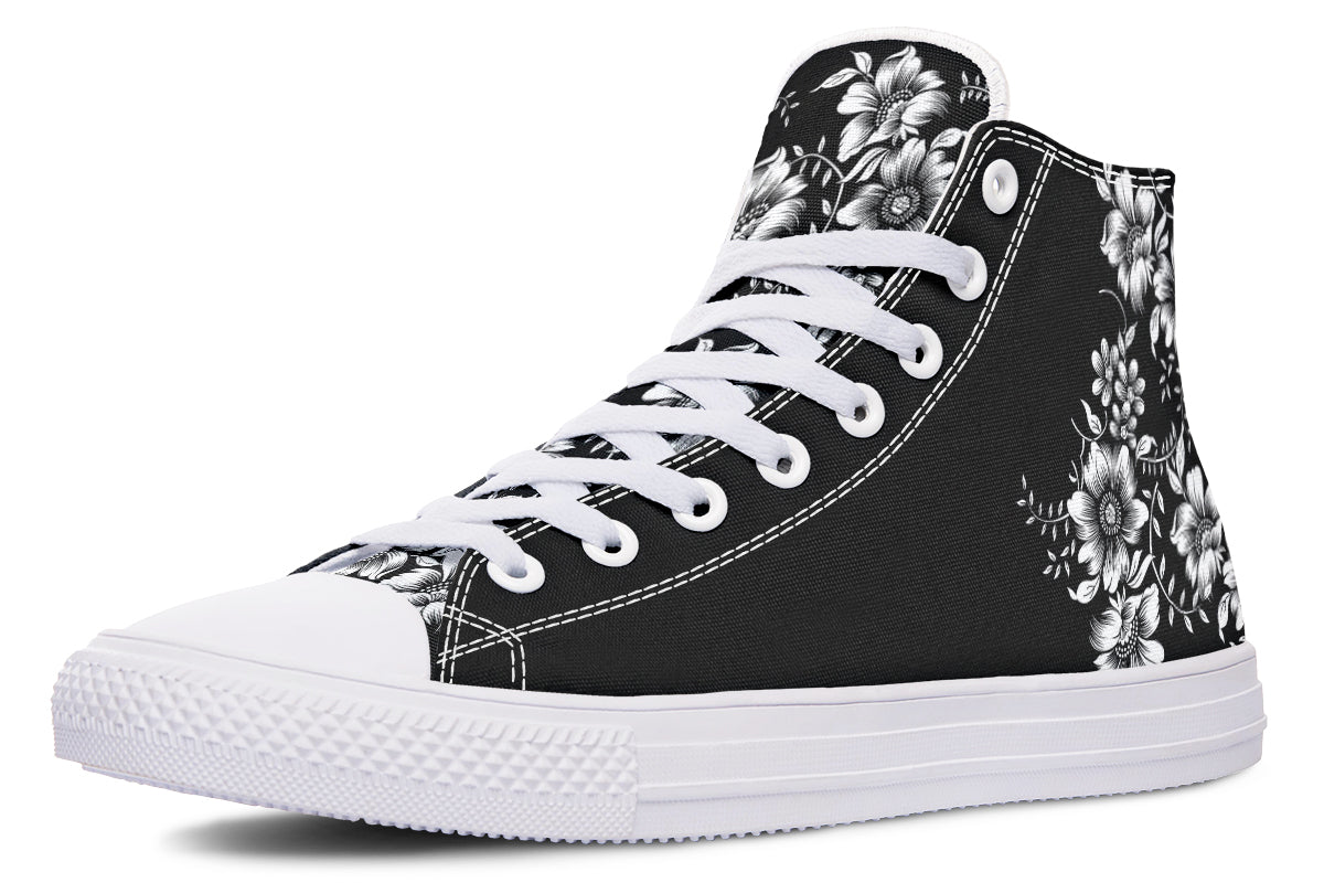 Midnight Blossom Black High Top Sneakers