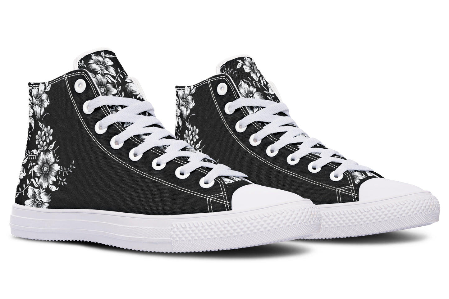 Midnight Blossom Black High Top Sneakers