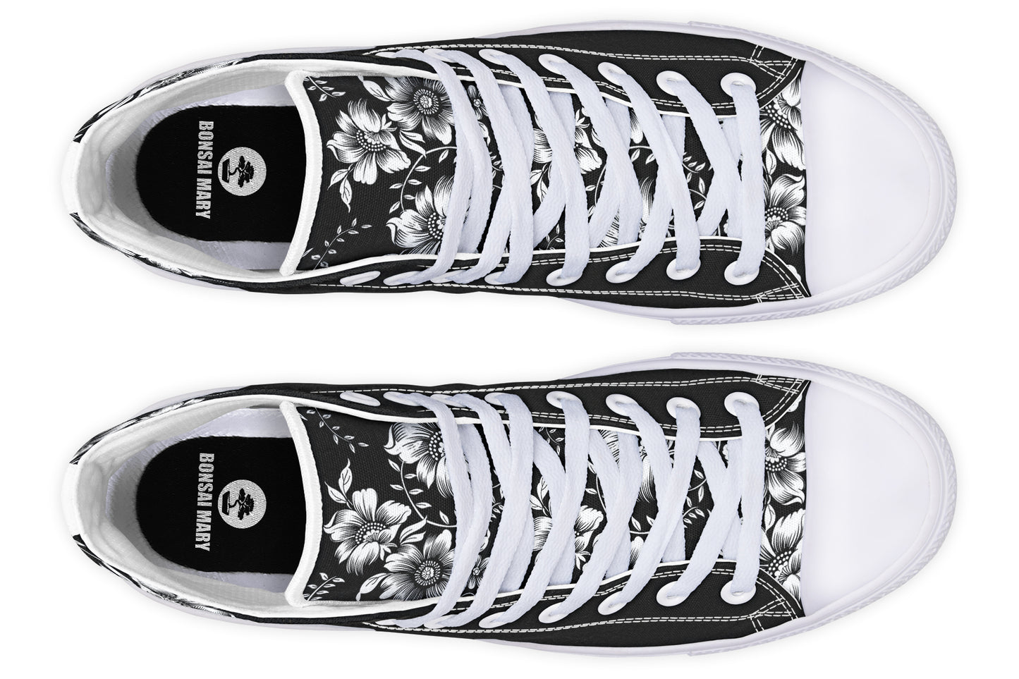 Midnight Blossom Black High Top Sneakers