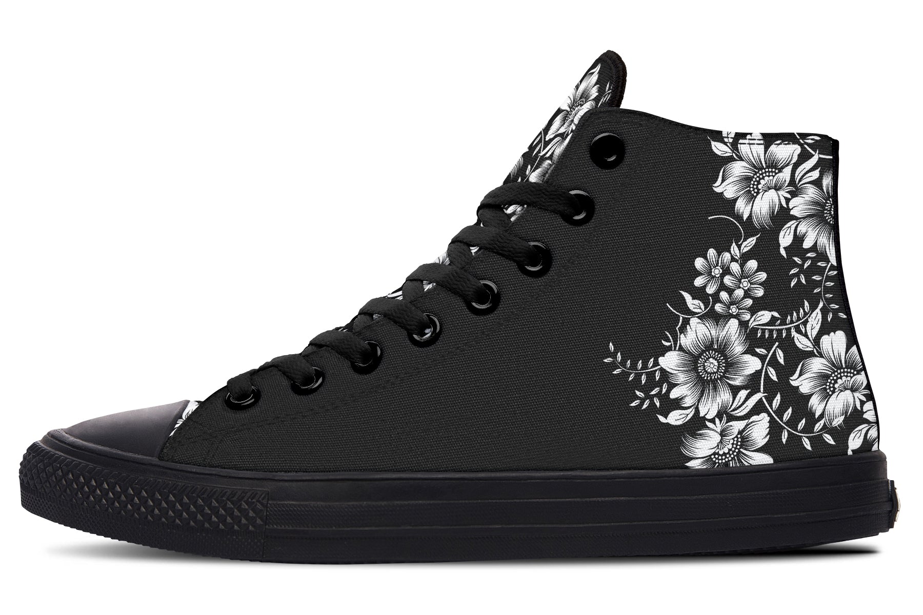 Midnight Blossom Black High Top Sneakers
