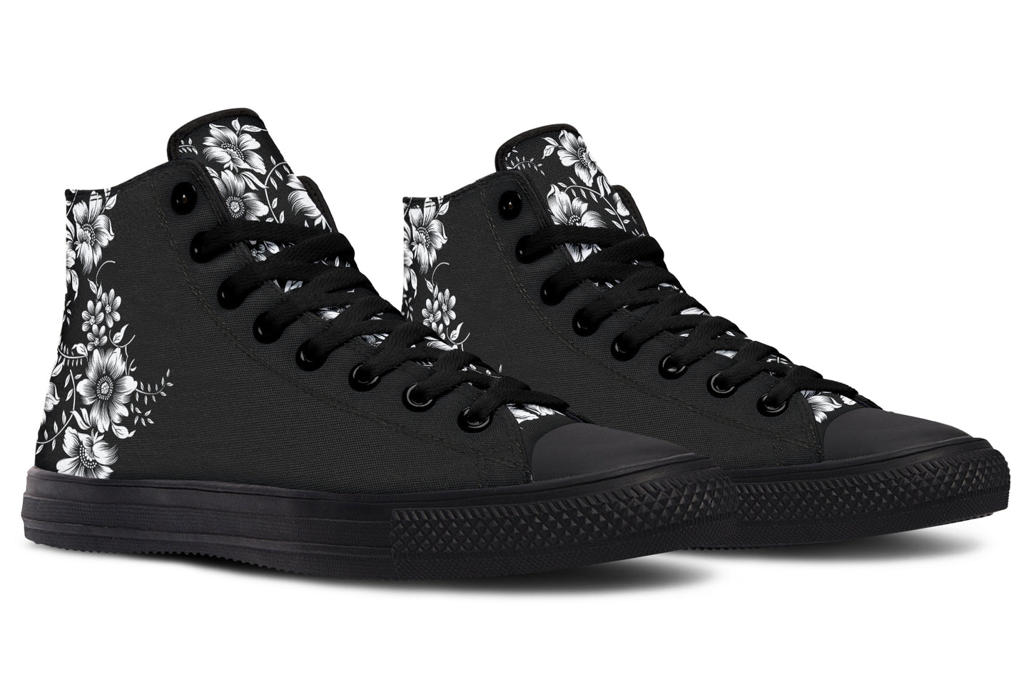 Midnight Blossom Black High Top Sneakers