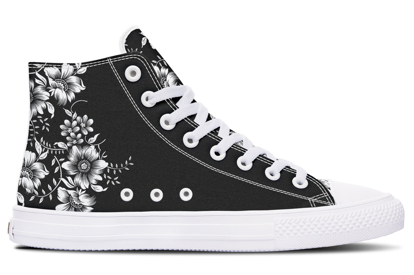Midnight Blossom Black High Top Sneakers