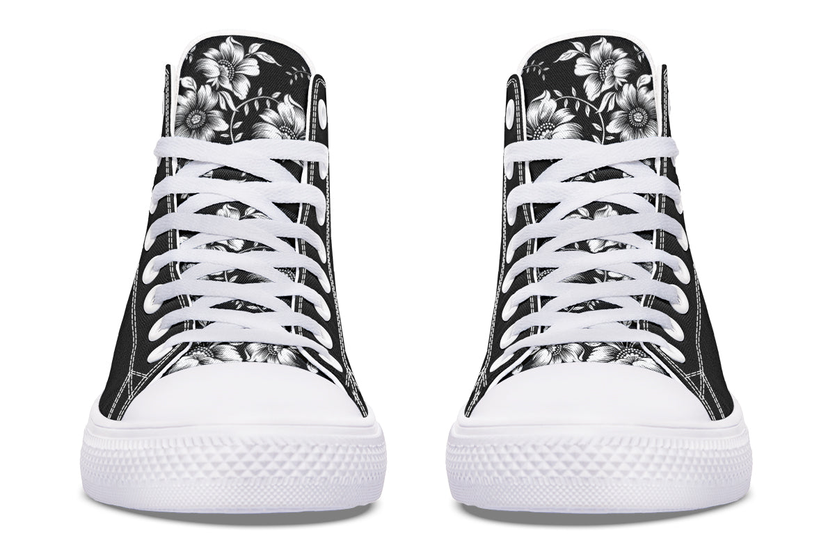 Midnight Blossom Black High Top Sneakers