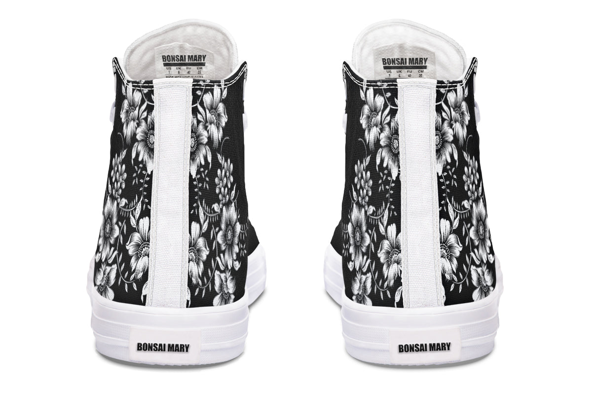 Midnight Blossom Black High Top Sneakers