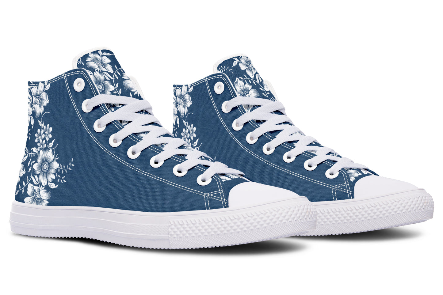 Navy Blossom High Top Sneakers